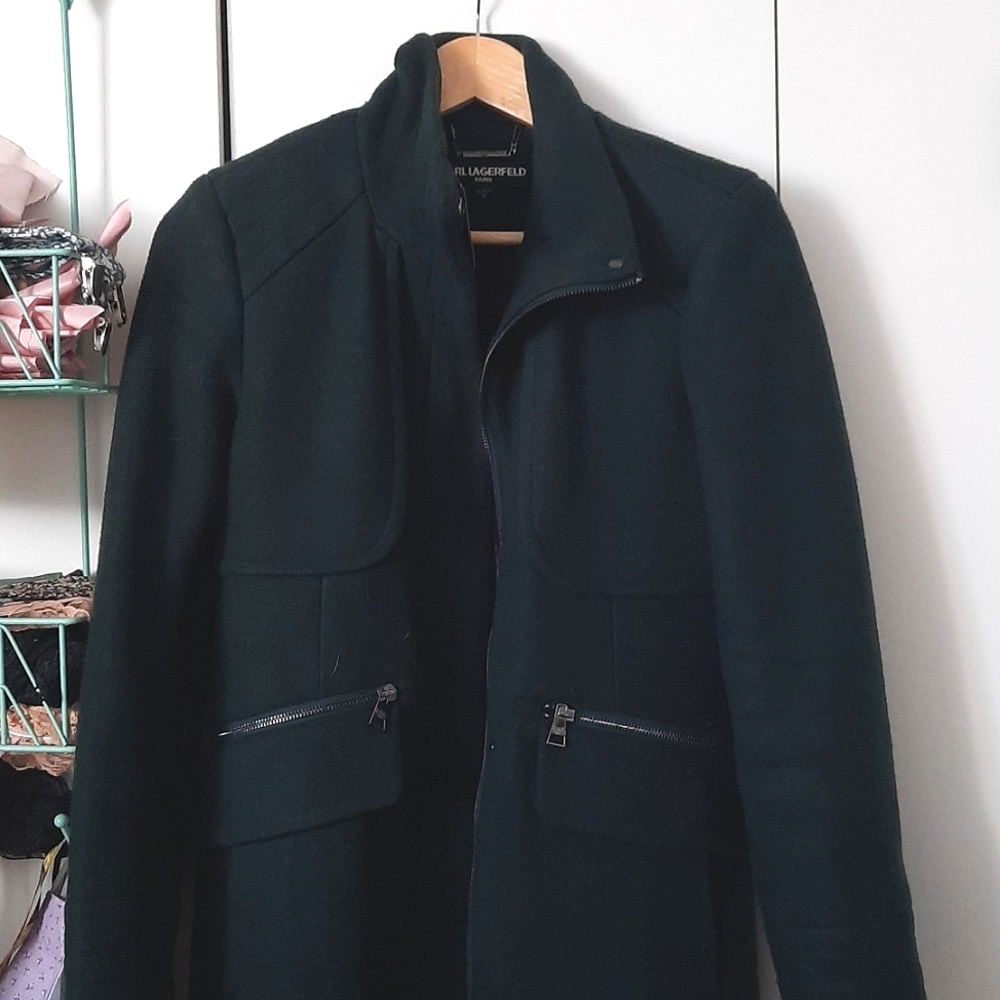 Karl Lagerfeld green Wool Coat